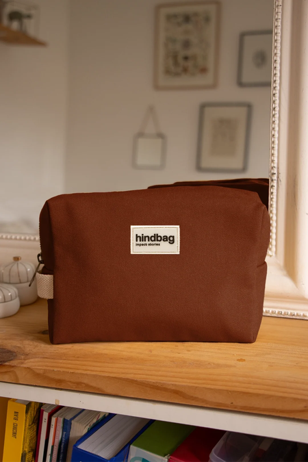 Trousse de toilette en coton bio | chocolat "leon chocolat - Hindbag