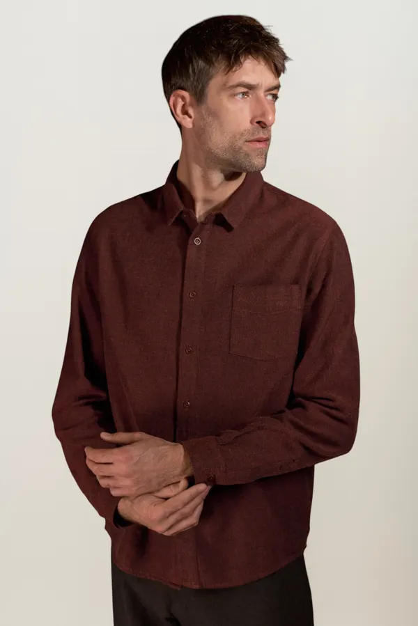 Chemise flanelle en coton bio | rouille "Simon eco flannel brick", About Companions