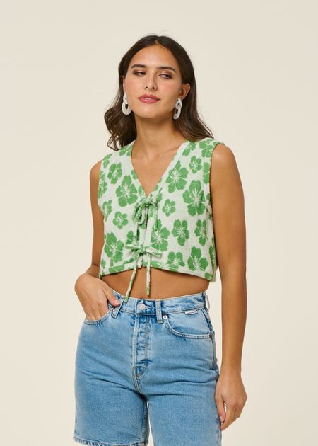 Top en coton bio éponge | multicolore "Hibiscus"