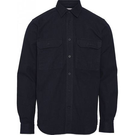Surchemise manches longues marine effet moleskine en coton bio