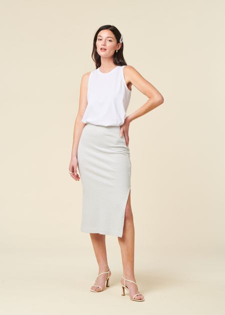 Midirock aus Bio-Baumwolle | Himmelblau "knit tube skirt - moonlight grey", Rotholz, Foto 1