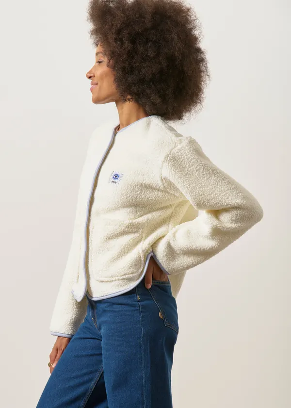 Veste polaire en coton bio et matière recyclée | blanc "Cloudy day jacket creme - white", Mademoiselle Yéyé