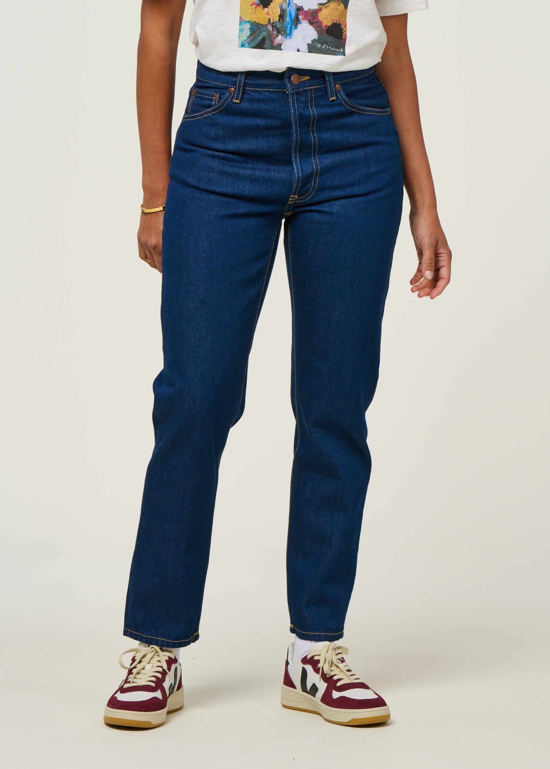 Jean mom en coton bio | bleu foncé "breezy britt 60s blue", Nudie Jeans, photo 3