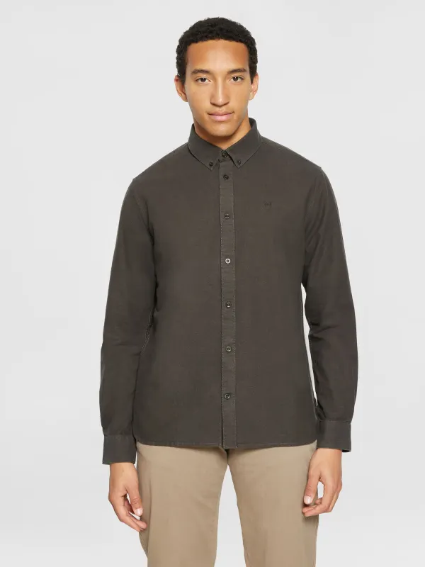 Hemd aus Bio-Baumwolle | Braun "harald small owl oxford regular fit shirt demitasse", Knowledge Cotton Apparel