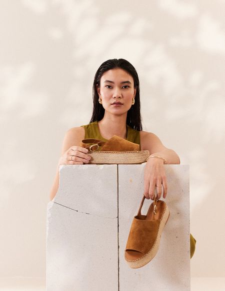Espadrilles plateforme en cuir certifié | marron "espadrilles maya - suède ambre", Odaje ex M.Moustache, photo 3