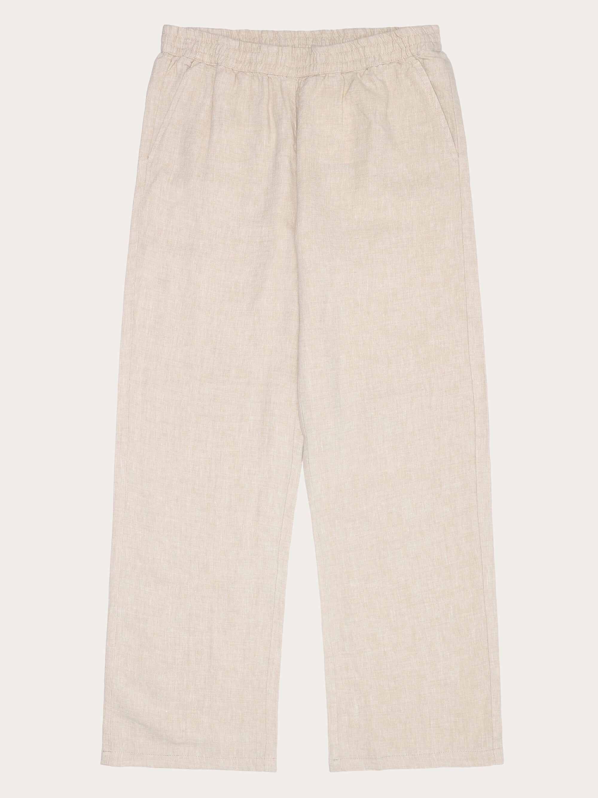 Pantalon ample en lin bio | écru "posey wide mid-rise linen pants light feather gray", Knowledge Cotton Apparel, photo 4
