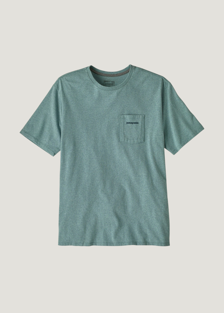 T-shirt imprimé en coton et matière recyclé | bleu "boardshort logo pocket responsibili-tee - blsg" - Patagonia