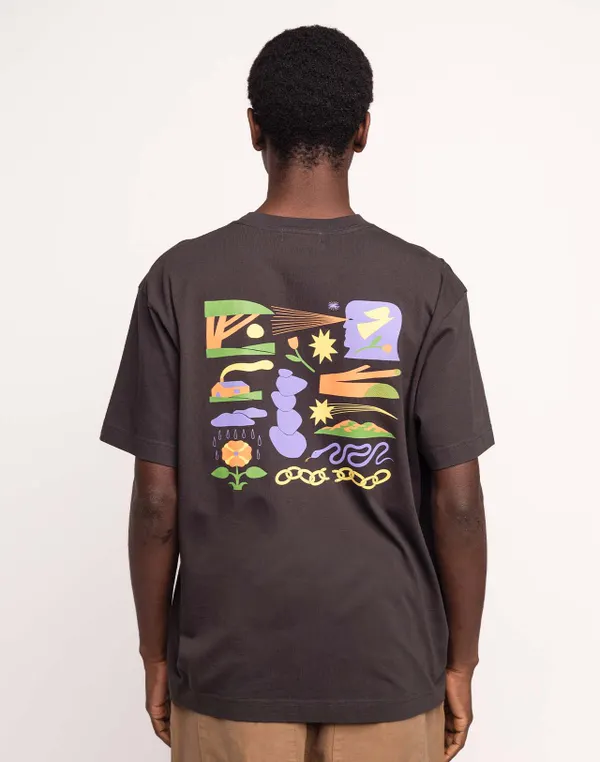 T-shirt imprimé en coton bio | noir "elsewhere", Olow