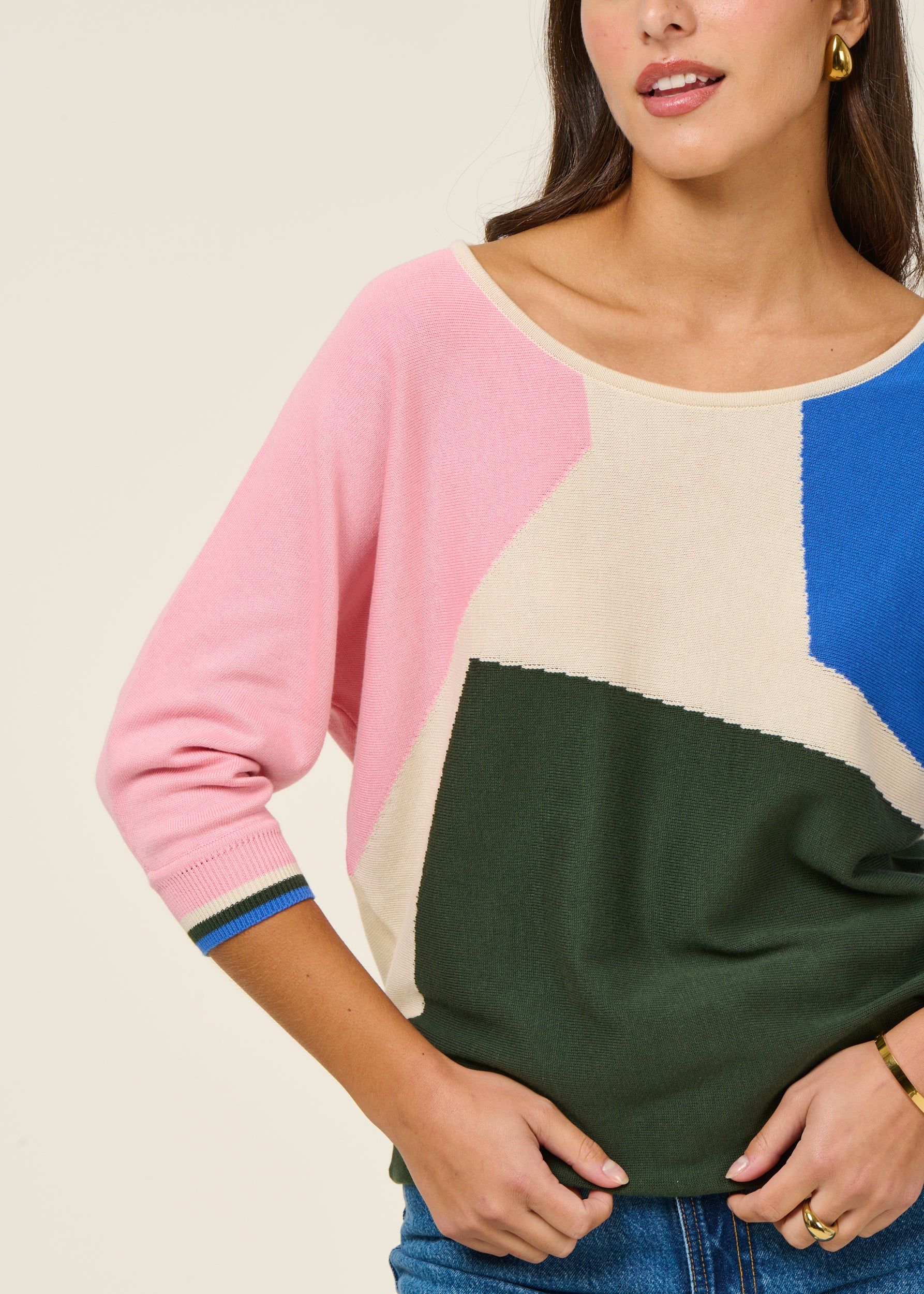 Pull manches 3/4 en coton bio | multicolore "naike - multicolour", SKFK, photo 2