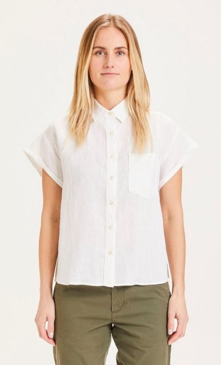 Chemise à manches courtes blanche en lin - aster