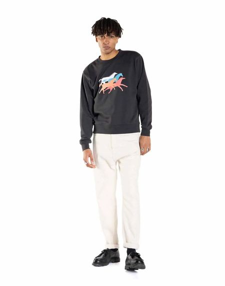 Bedrucktes Sweatshirt aus Bio-Baumwolle | Schwarz "mustang noir carbone", Olow, Foto 3