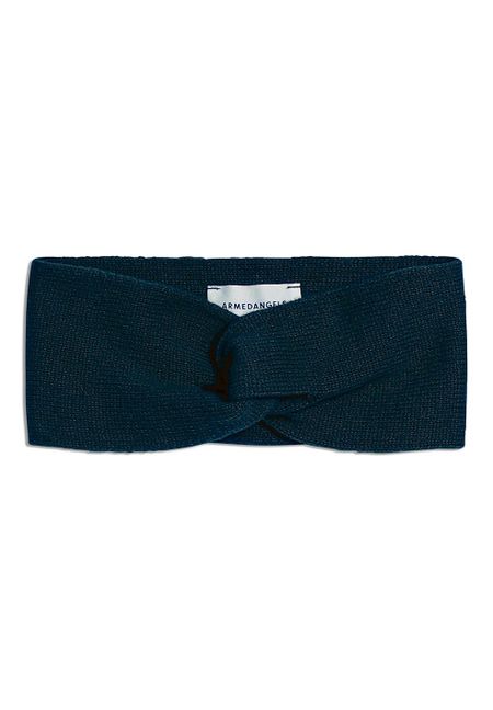 Bandeau marine en coton bio et laine - maritaa