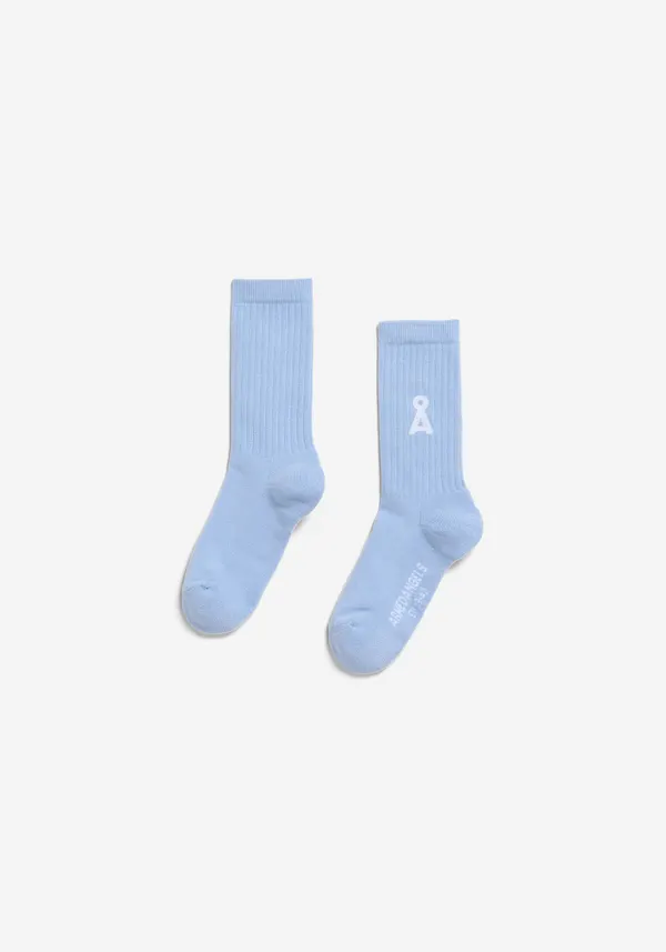 Chaussettes en coton biologique | bleu "saamus bold socks w - wedgwood", Armedangels