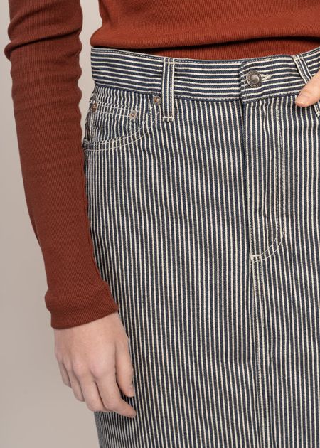 Jeansrock aus Bio-Baumwolle | Gestreift "anna hickory striped skirt blue/offwhite", Nudie Jeans, Foto 3