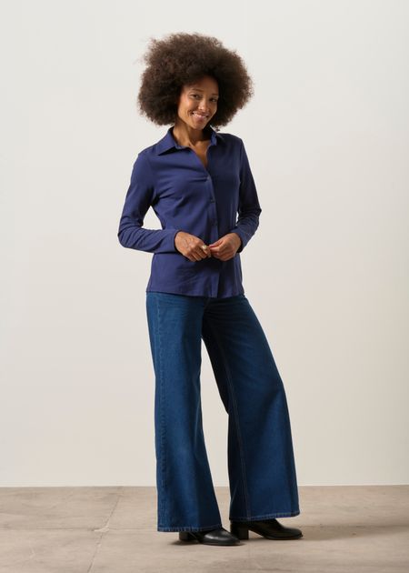Chemise en coton bio | bleu marine "Nalaannia blouse | tinted navy", Armedangels, photo 6