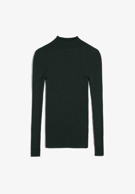Sous-pull côtelé vert bouteille en coton bio - alaani vintage green, Armedangels, photo 6