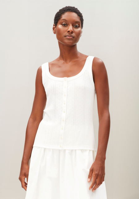 Débardeur pointelle en coton bio | blanc "Pointelle top - white"
