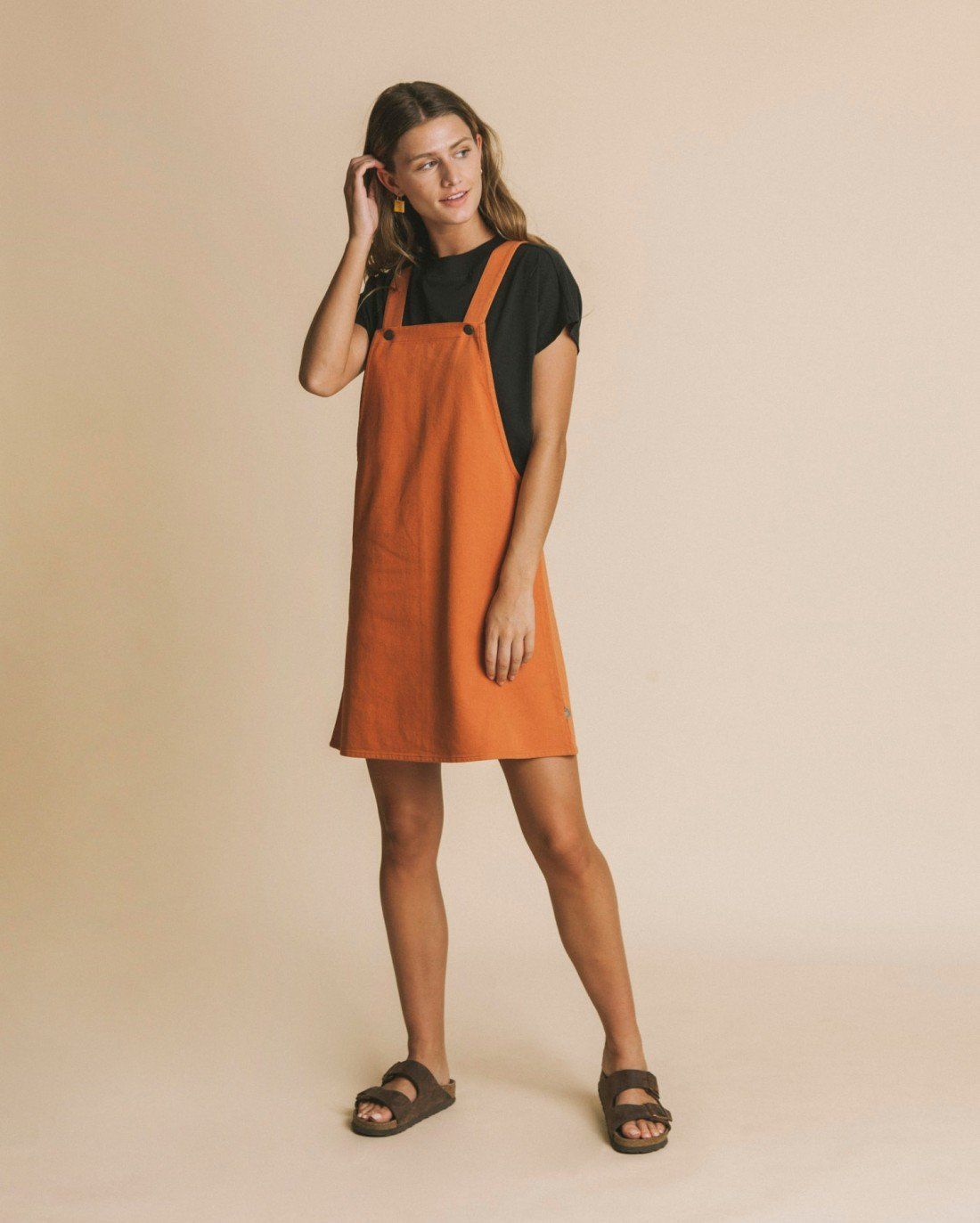 Robe salopette terracotta en coton bio - amelie, Thinking Mu, photo 4