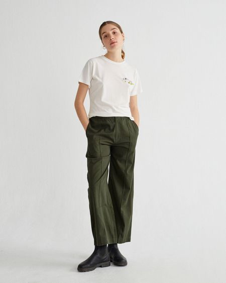 Pantalon ample vert forêt en coton bio - maia