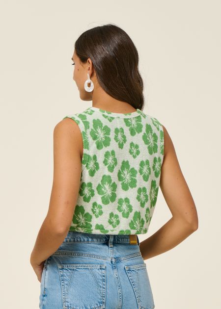 Top aus Frottee aus Bio-Baumwolle und recyceltem Material | Mehrfarbig "Hibiscus", Graine, Foto 3