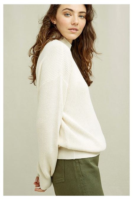 Pull col cheminée crème en coton bio - cody