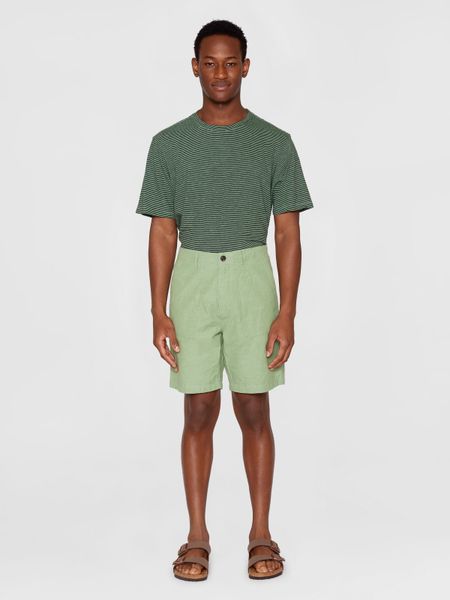 Short en coton bio | vert "flint wide slub yarn shorts shale green" - Knowledge Cotton Apparel