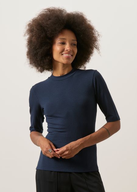 T-shirt côtelé en tencel | bleu "nina nightfall" - Jan'n June