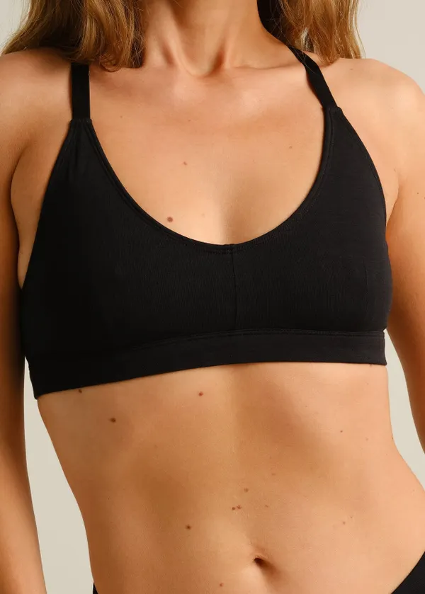 Brassière en coton bio et tencel | noir "Soft bra junsele black", Dedicated