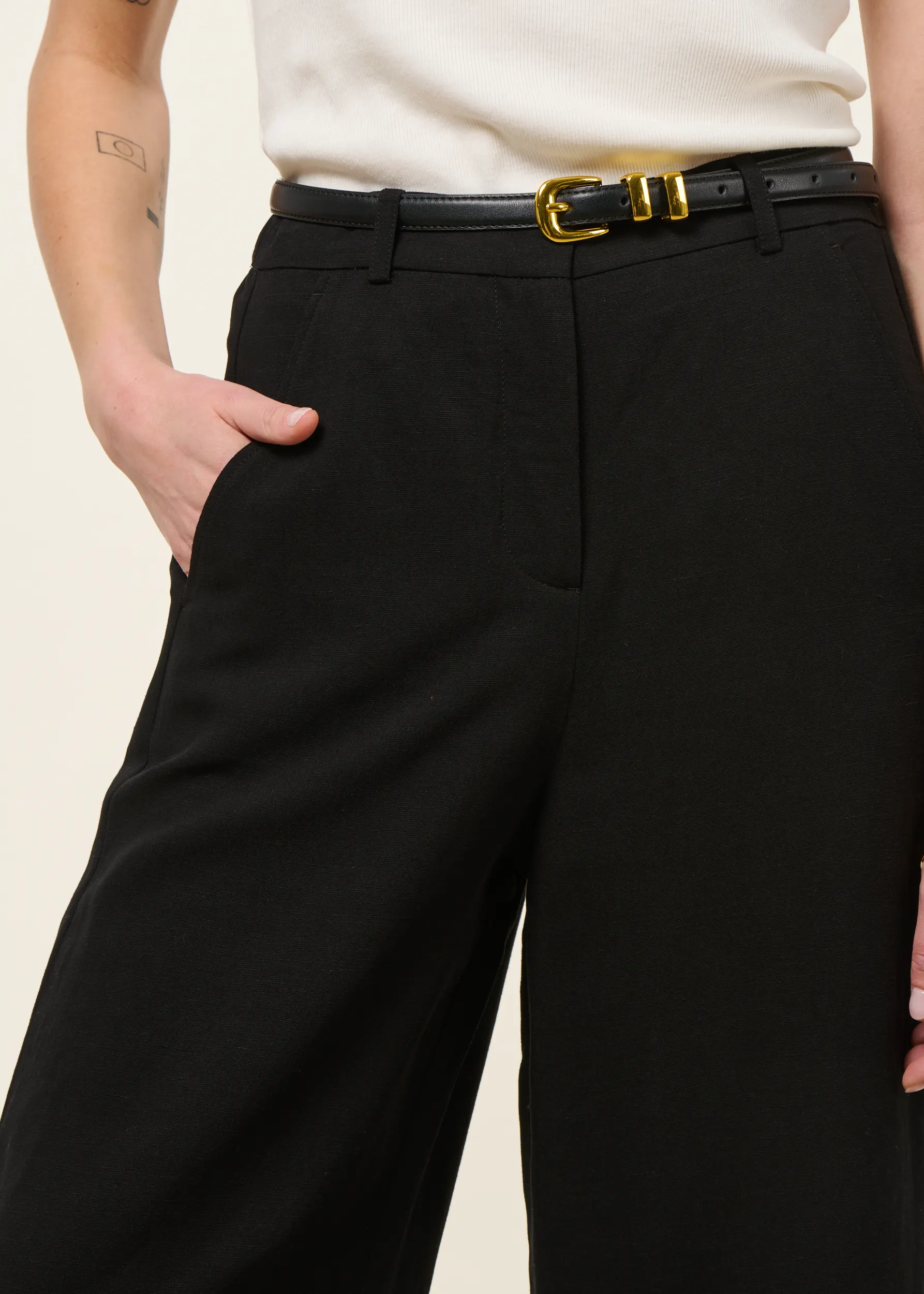Pantalon ample en ecovero et lin | noir "caarunus lino - black", Armedangels, photo 2