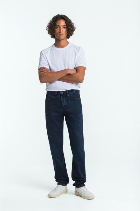 Jean fuselé en coton bio | bleu noir "addo - xavier blue black worn", Kings of Indigo, photo 5