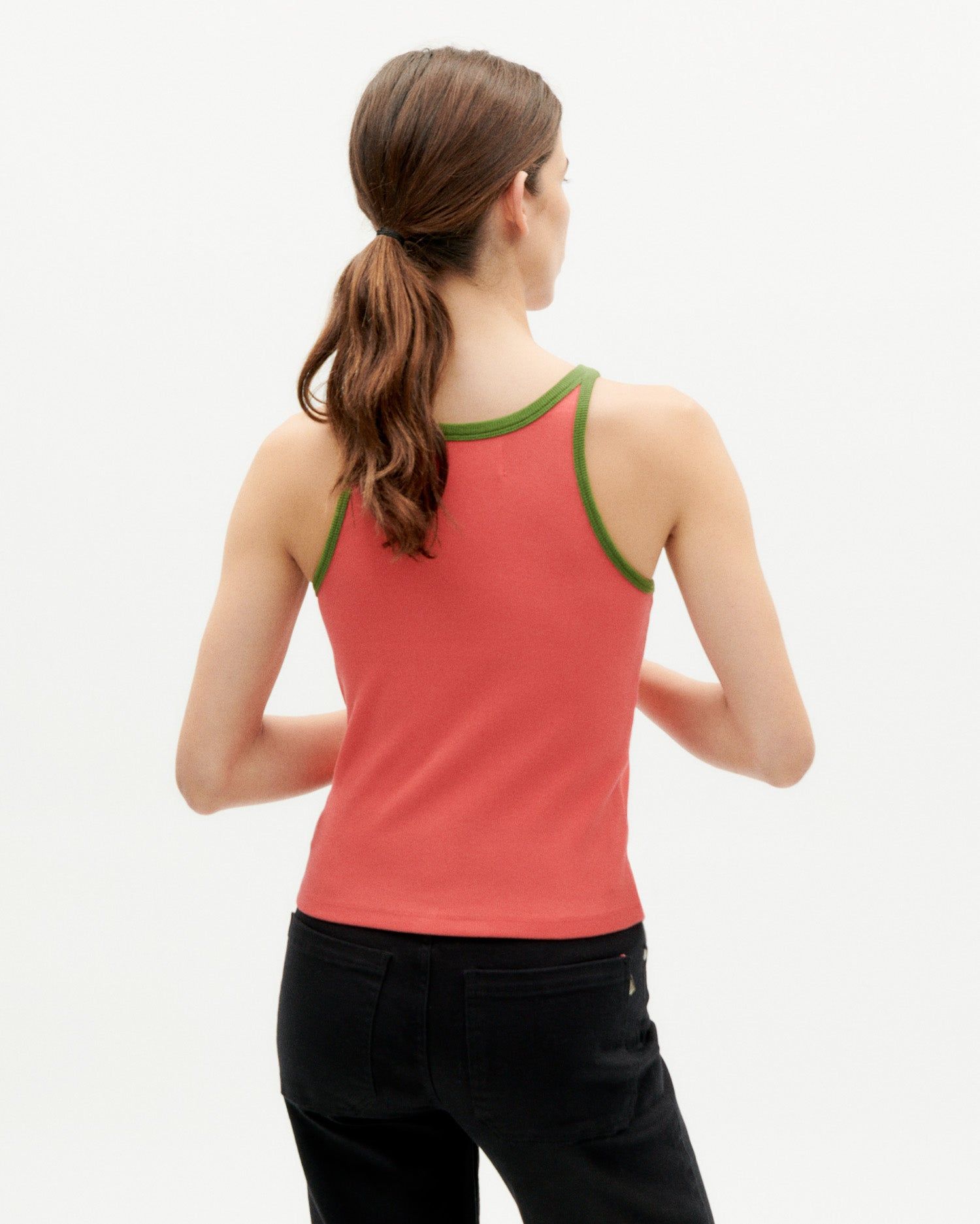 Tanktop aus Bio-Baumwolle | Rosa und Grün "sugar pink harriet top", Thinking Mu, Foto 3