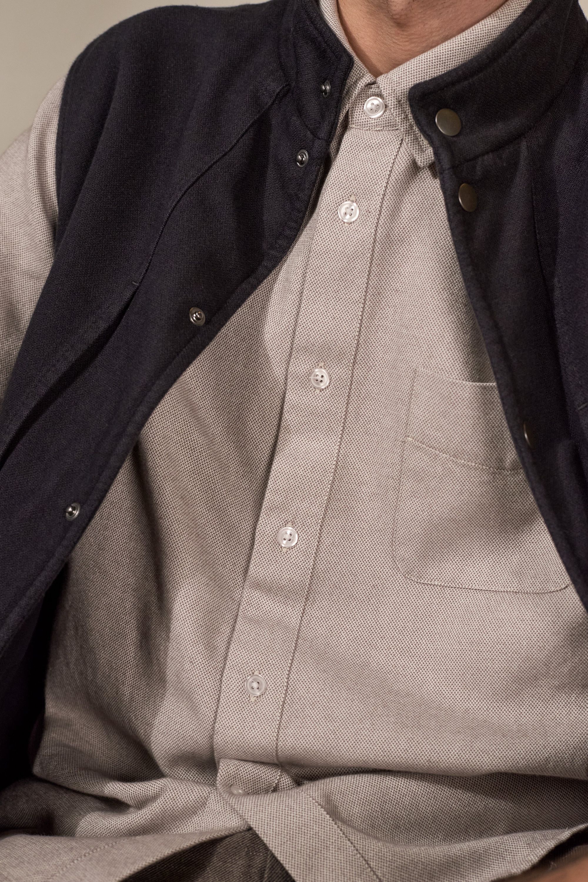Chemise en coton bio | beige "Simon eco flannel cold brown", About Companions, photo 5