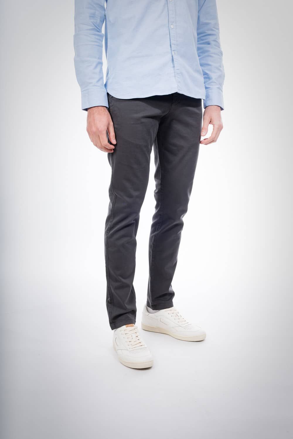 Chino slim gris en coton bio - joe phantom, Knowledge Cotton Apparel, photo 1