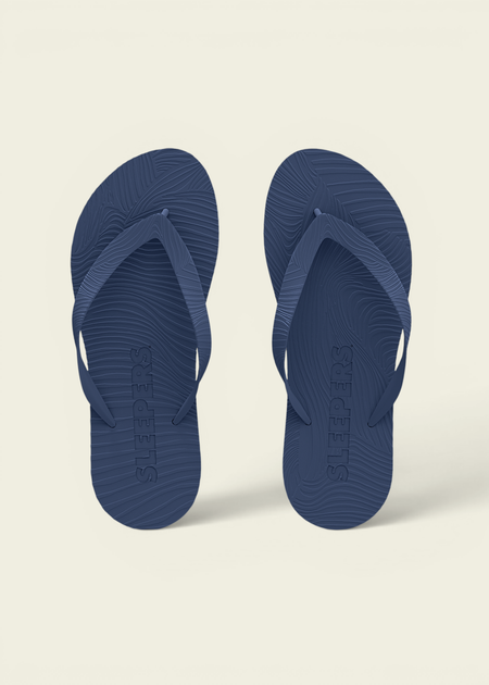 Tongs en caoutchouc naturel | bleu "Mens regular navy" - Sleepers