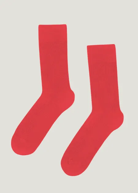 Chaussettes en coton biologique | rouge "women classic organic sock - red tangerine", Colorful Standard