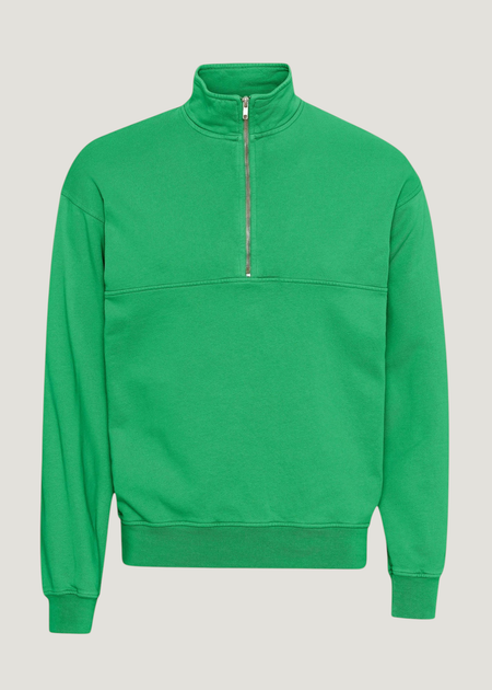 Sweat col zippé en coton biologique | vert "organic quarter zip - kelly green", Colorful Standard, photo 6