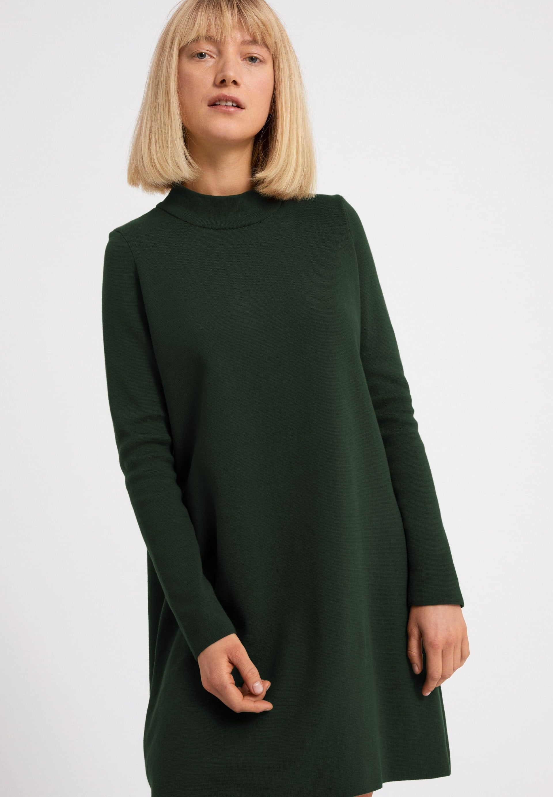 Robe pull à col cheminée vert bouteille en coton bio - friadaa vintage green, Armedangels, photo 1