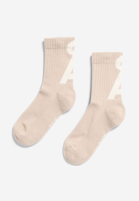Chaussettes en coton bio et matière recyclée | beige "saamus short sand stone oatmilk"