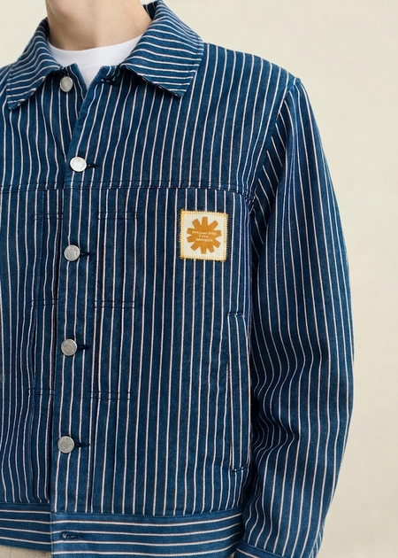 Veste en coton bio | rayé "railway stripes bruno jacket" - Thinking Mu