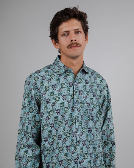 Gemustertes Hemd aus Bio-Baumwolle | Blau "spring regular shirt beige", Brava Fabrics, Foto 3