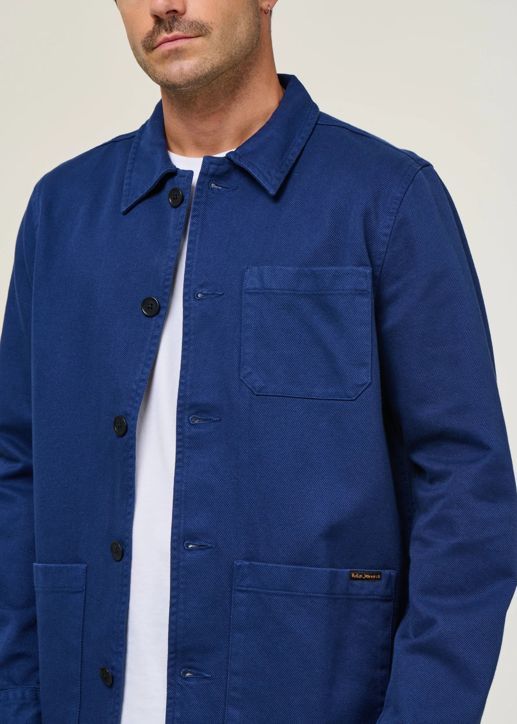 Veste worker en coton bio | bleu "barney worker jacket mid blue", Nudie Jeans, photo 2