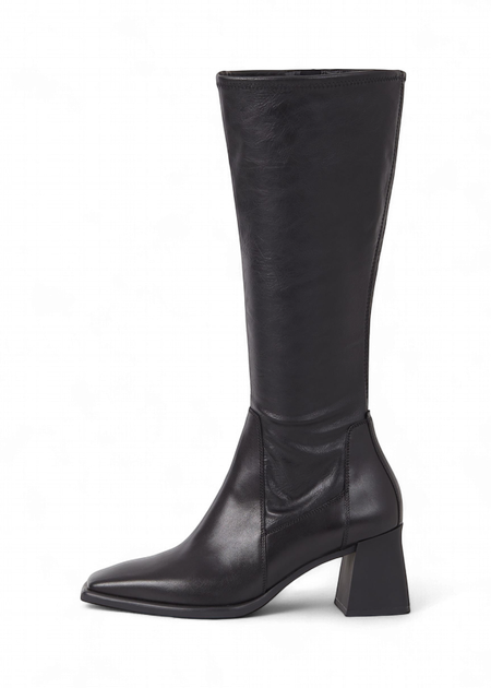 Bottes hautes en cuir certifié | noir "hedda - black"