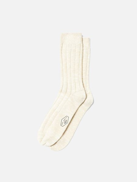 Chaussettes côtelées en coton bio | écru "men broad rib socks ecru"