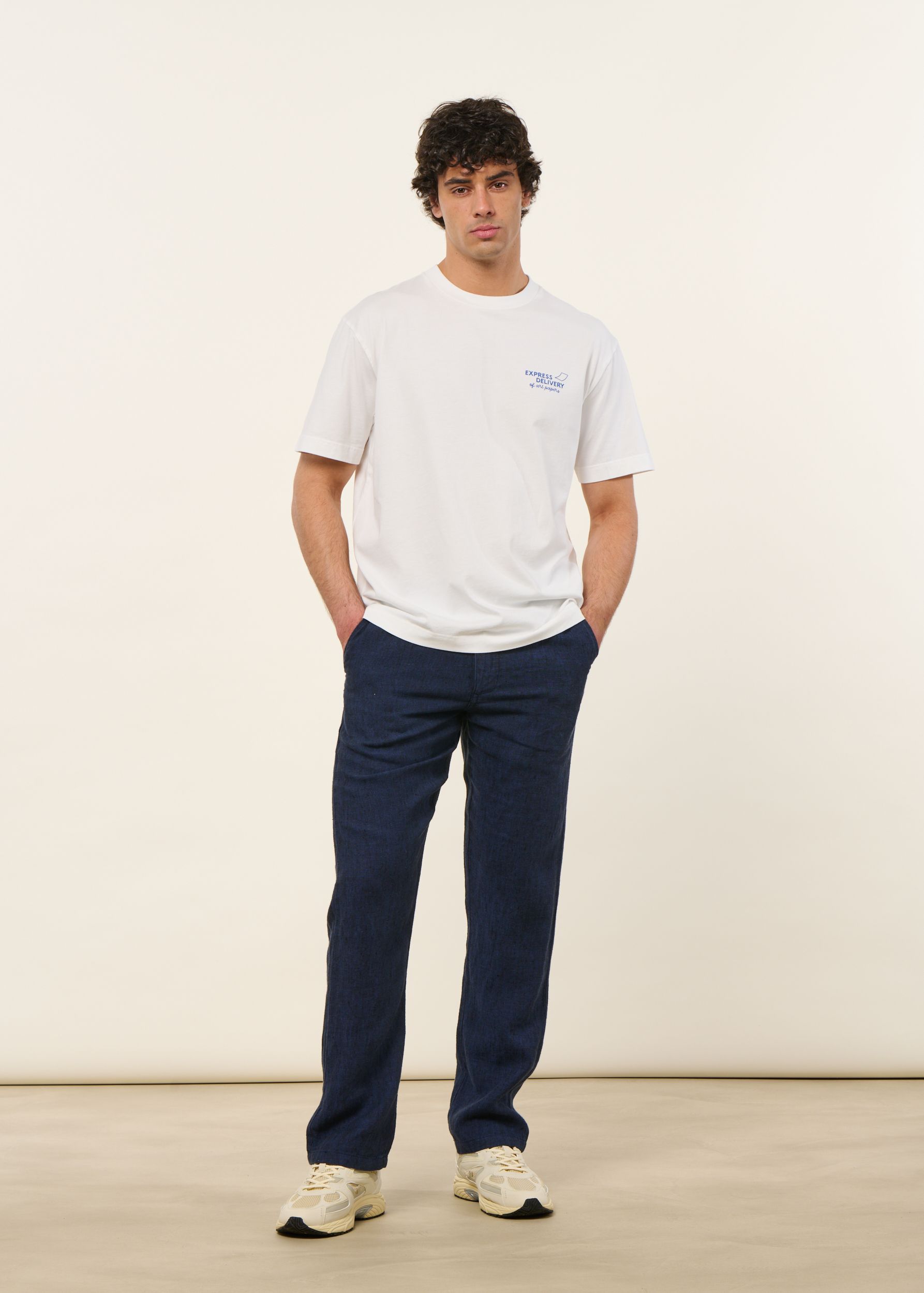 Pantalon léger en lin bio | marine "loose linen pant total eclipse", Knowledge Cotton Apparel, photo 4