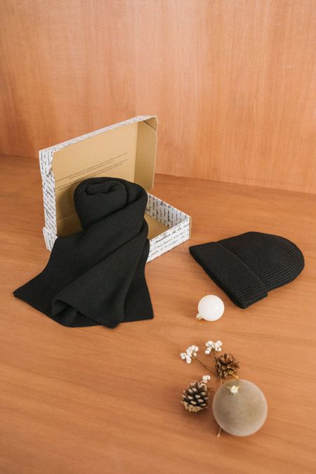 Coffret bonnet & écharpe en laine mérinos certifiée | noir