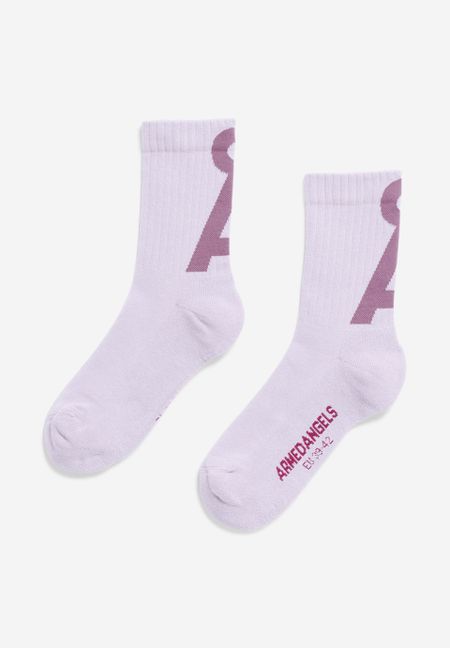 Chaussettes mi-hautes en coton biologique | violet "saamus short - soft lilac-sunset sky"