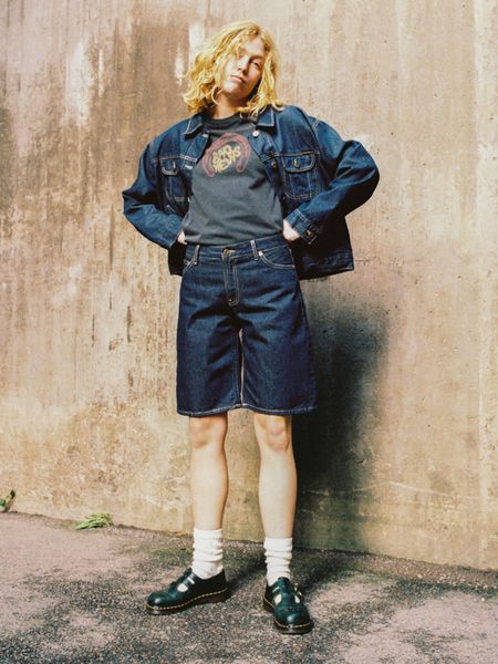 Short bermuda denim en coton bio | bleu "meja denim shorts rinse dark blue" - Nudie Jeans