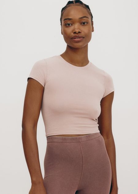 T-shirt court en coton bio | rose clair "core baby tee - muted misty rose"