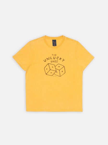 T-shirt imprimé en coton biologique | jaune "roy unlucky t-shirt - yellow"