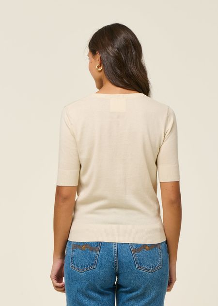 Pull manches courtes en coton bio | écru "suéter muike - ivory", SKFK, photo 3